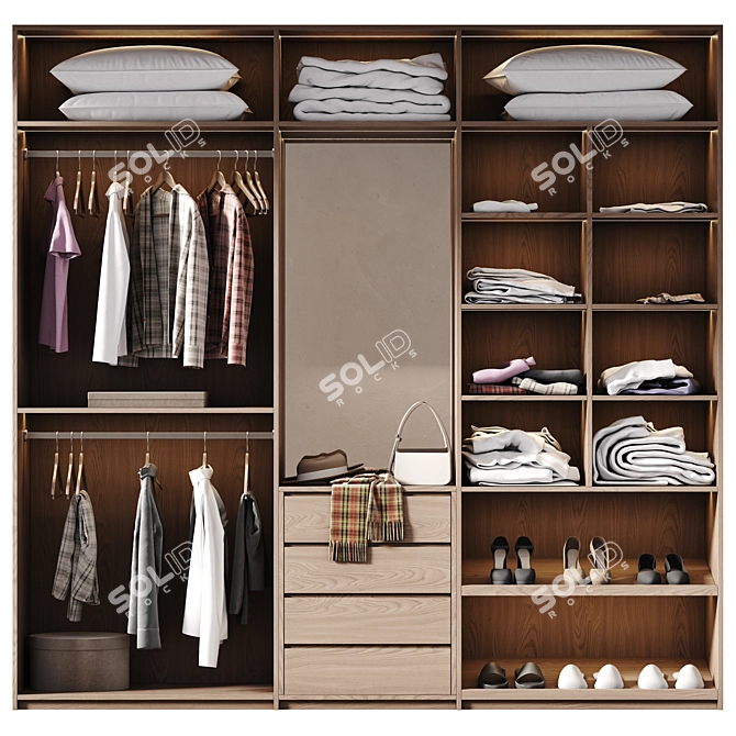 Title: Open Wardrobe Closet 3D model image 1