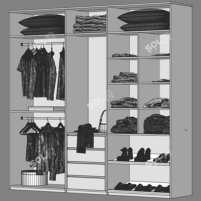 Title: Open Wardrobe Closet 3D model image 4