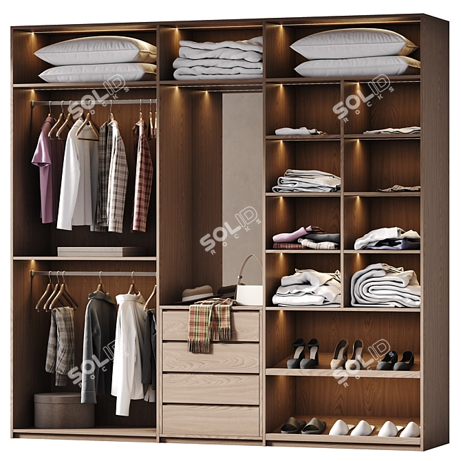 Title: Open Wardrobe Closet 3D model image 6