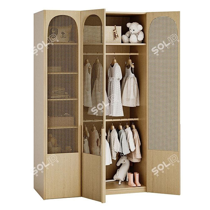 Kids Wardrobe with Accessories 3D model image 1