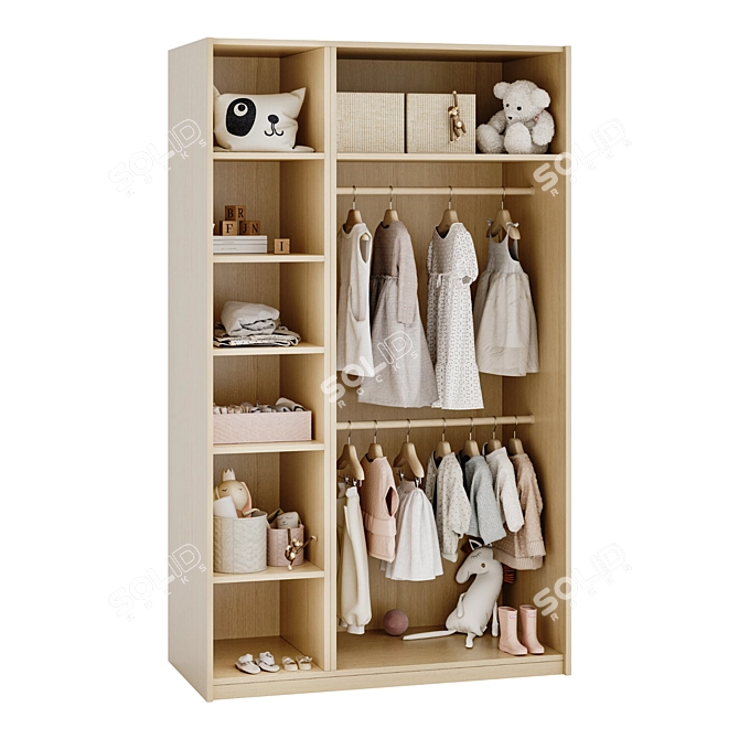 Kids Wardrobe with Accessories 3D model image 2