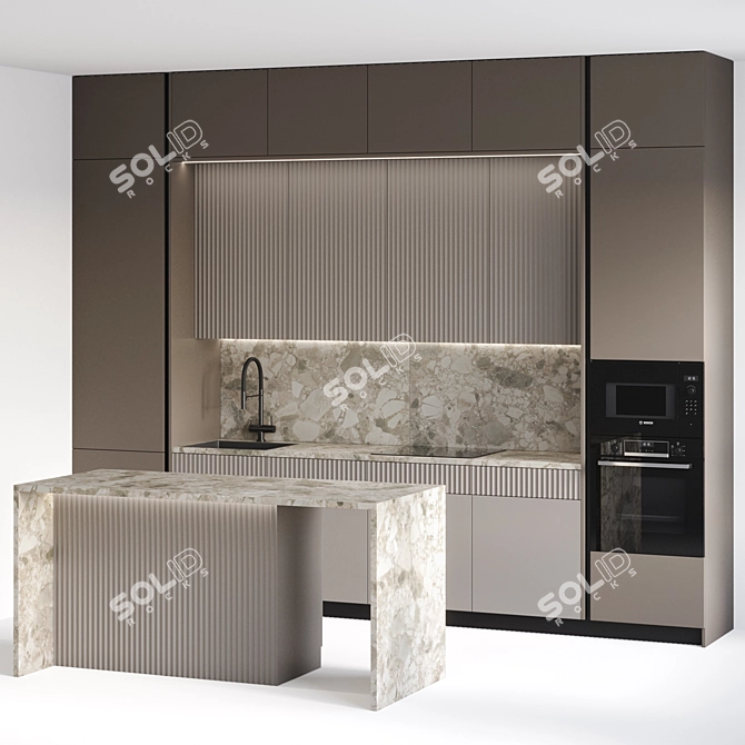 Modern Kitchen with Built-In Appliances 3D model image 2