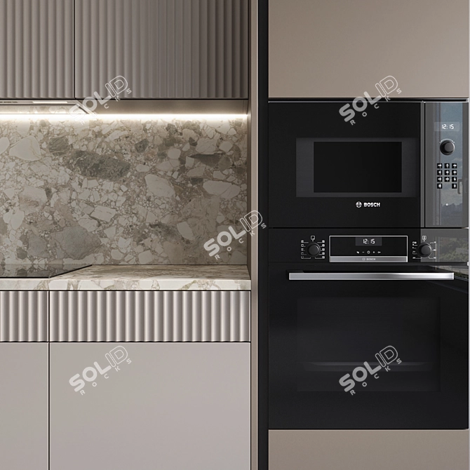 Modern Kitchen with Built-In Appliances 3D model image 5