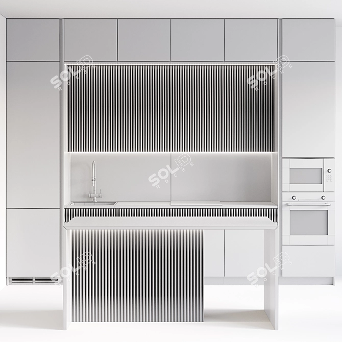 Modern Kitchen with Built-In Appliances 3D model image 6