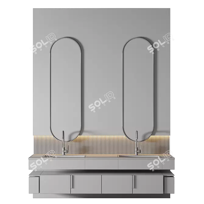 Modern Luxury Bathroom 3D Model 3D model image 2