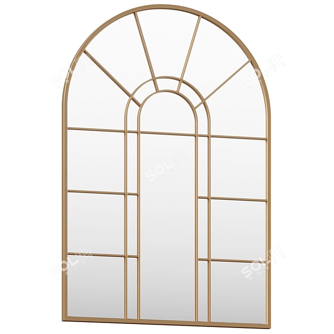 Vintage Metal Arch Wall Mirror 3D model image 1