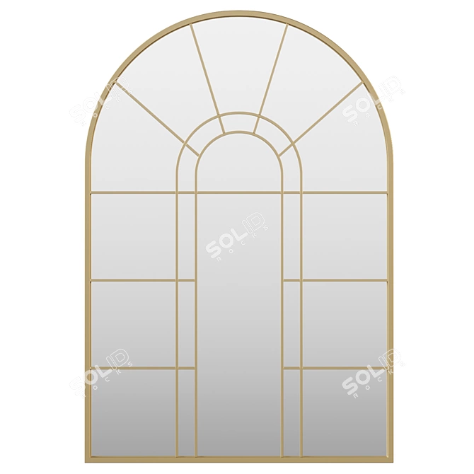 Vintage Metal Arch Wall Mirror 3D model image 2