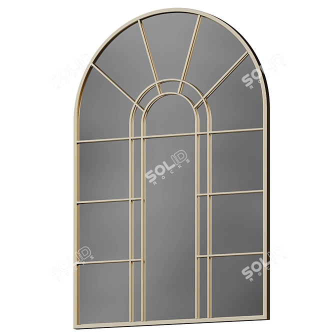 Vintage Metal Arch Wall Mirror 3D model image 3