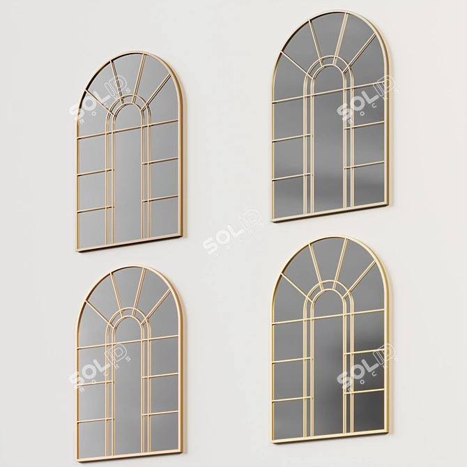 Vintage Metal Arch Wall Mirror 3D model image 5