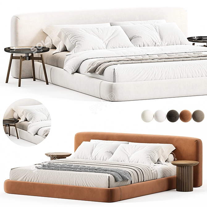 Elegant Alessio Bed for Modern Home 3D model image 1