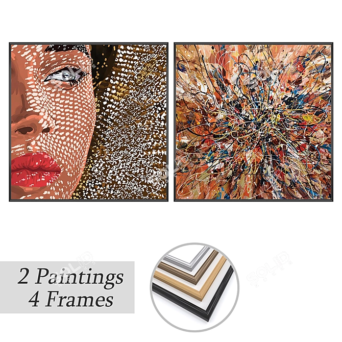 Artwork Set with Multiple Frames 3D model image 1