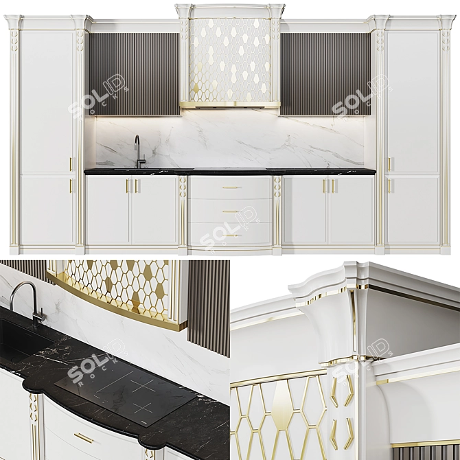 Stylish Antelope Calice Kitchen Kit 3D model image 1