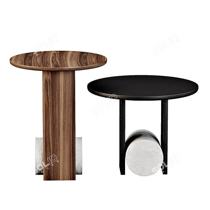 Modern Geometric Side Table Blue 3D model image 5