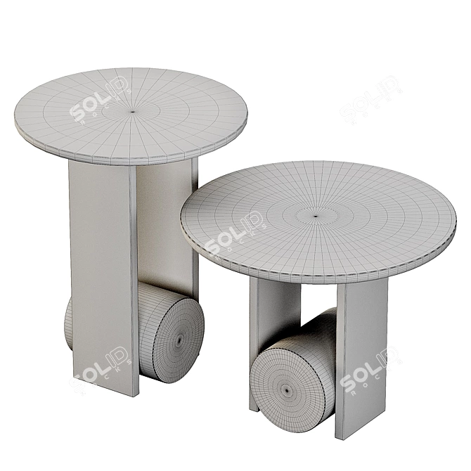 Modern Geometric Side Table Blue 3D model image 6