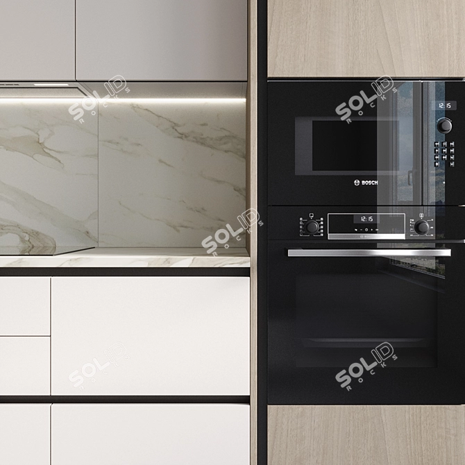 Modern Kitchen with Built-in Appliances 3D model image 5