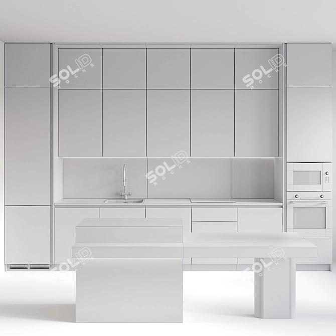 Modern Kitchen with Built-in Appliances 3D model image 7