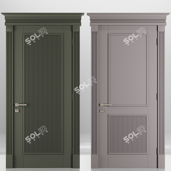 Modern Entrance Door Set 72 3D model image 1