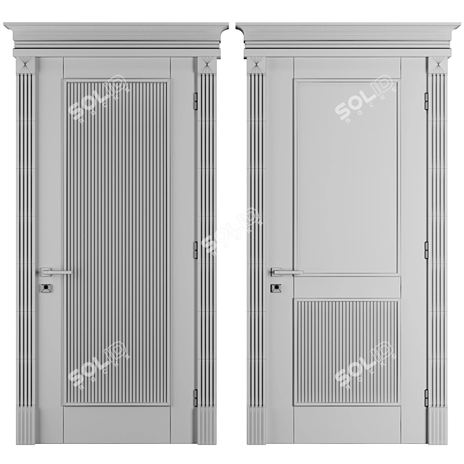 Modern Entrance Door Set 72 3D model image 7