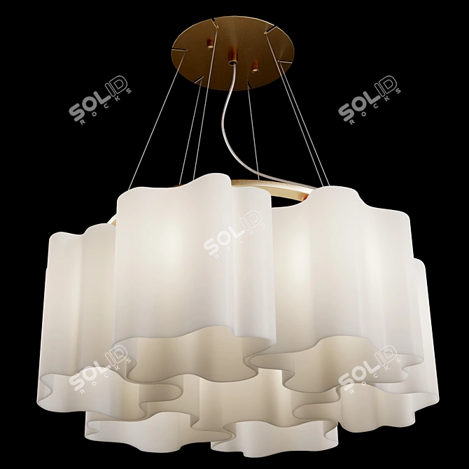 Nubi Chandelier Matte Glass Golden 3D model image 2