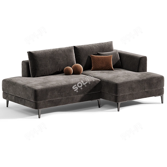 Edwin Corner Sofa, Velvet Smoke 3D model image 2