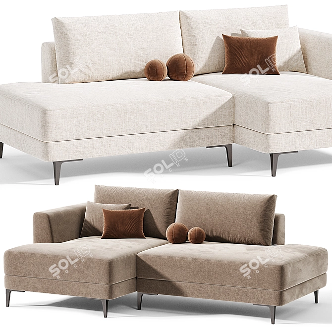 Edwin Corner Sofa, Velvet Smoke 3D model image 6