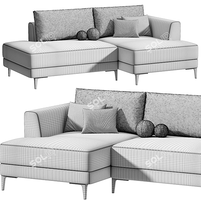 Edwin Corner Sofa, Velvet Smoke 3D model image 7