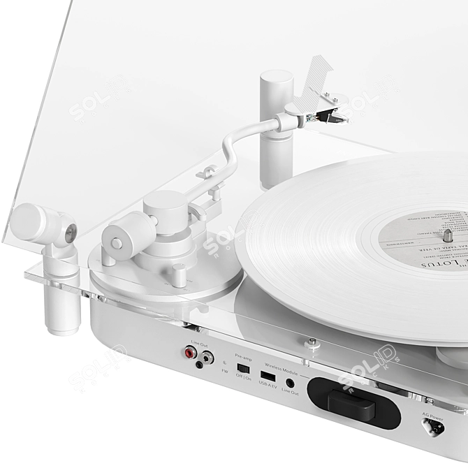 White Transparent Vinyl Turntable 3D model image 4