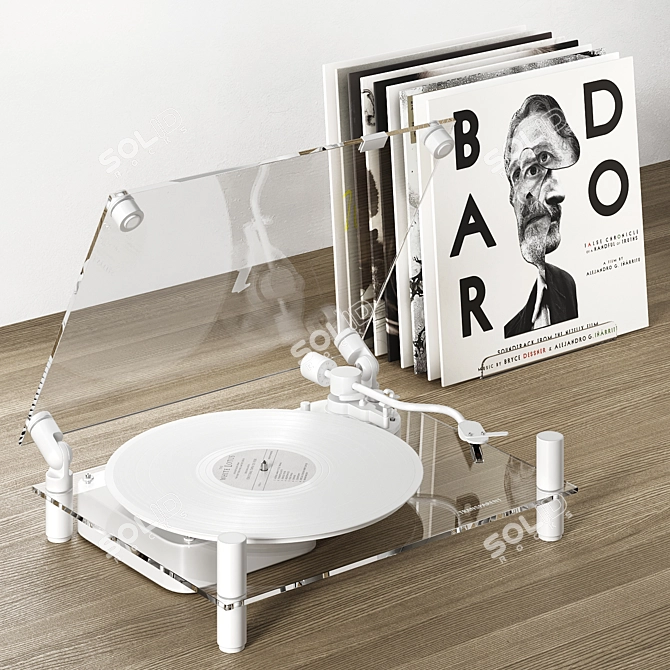 White Transparent Vinyl Turntable 3D model image 6