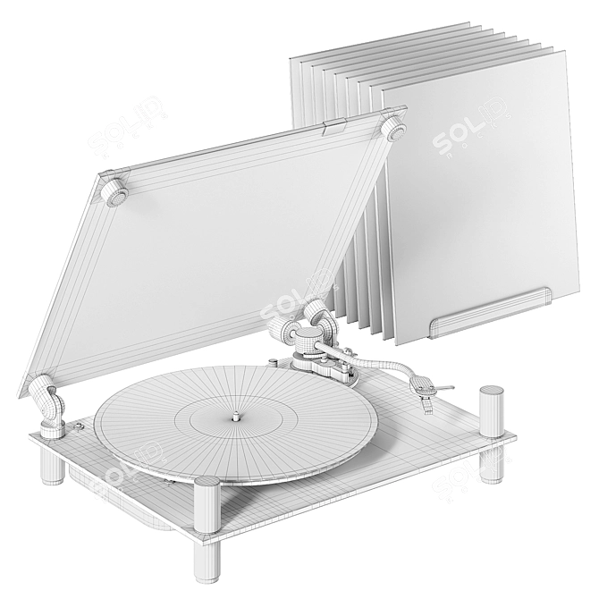 White Transparent Vinyl Turntable 3D model image 7