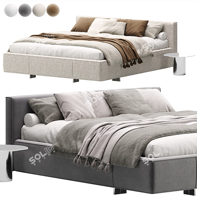 Contemporary Yves Bed Furniture Piece 3D model image 1