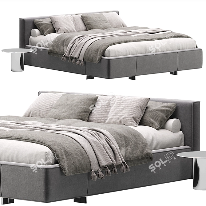 Contemporary Yves Bed Furniture Piece 3D model image 4