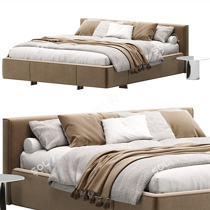 Contemporary Yves Bed Furniture Piece 3D model image 5