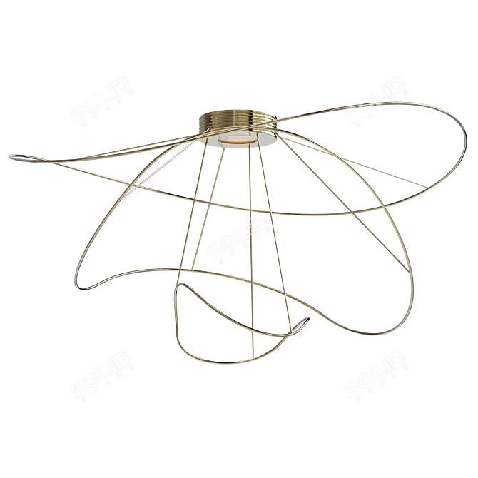 Sleek LED Gold Ceiling Light 3D model image 1