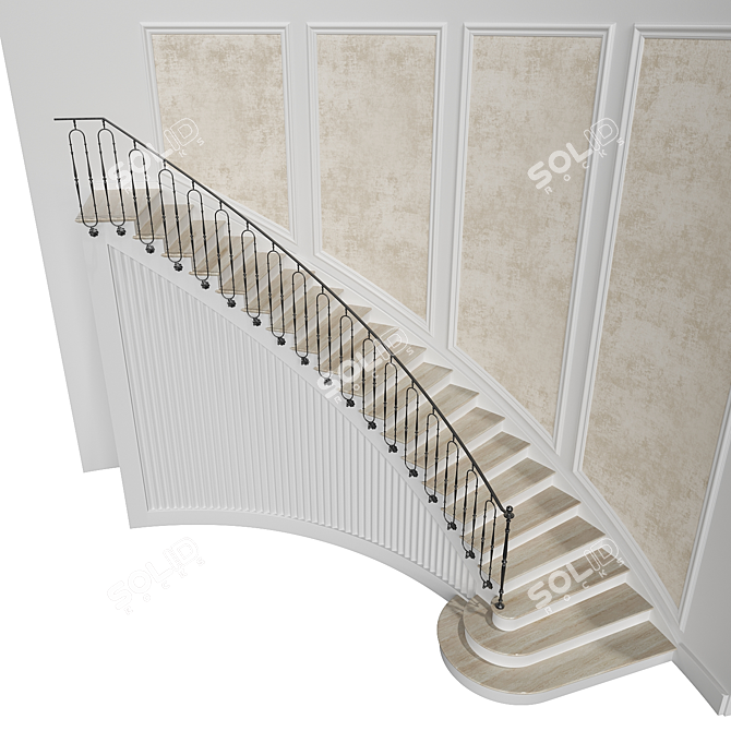 Classic Spiral Staircase 5 3D model image 2