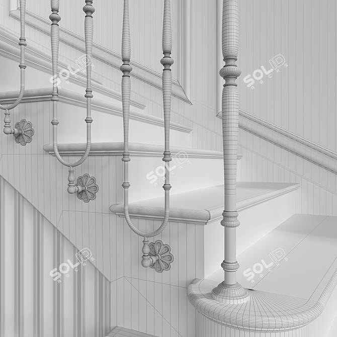 Classic Spiral Staircase 5 3D model image 5