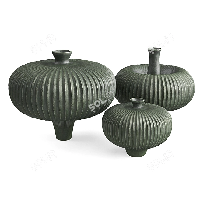 Mystical Mushroom Vases in Various Sizes 3D model image 3