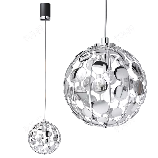 Elegant Chrome Sphere Pendant Light 3D model image 3