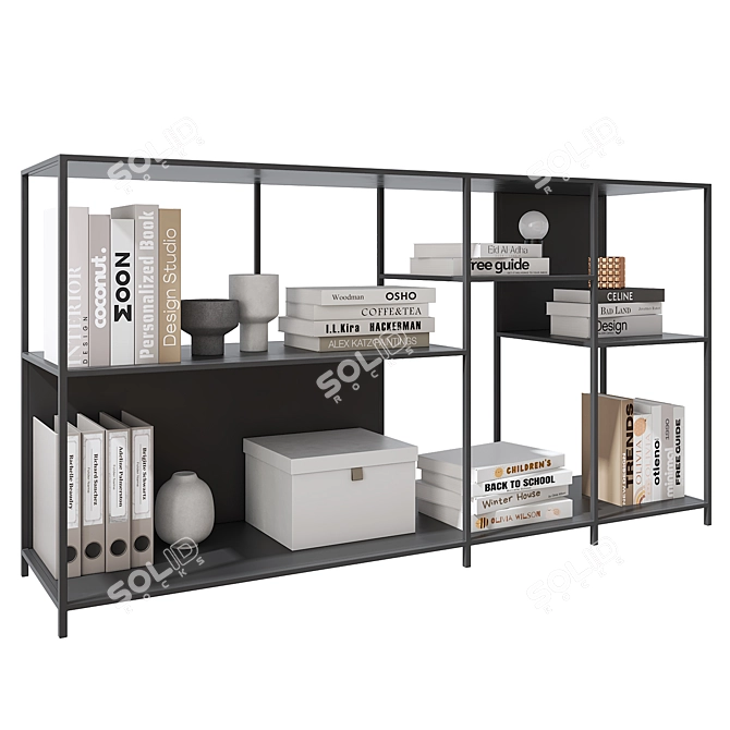 Modern Metal Storage Shelf 3D model image 2