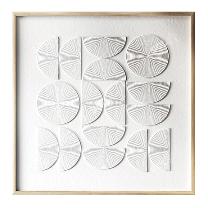 White Geometry Relief Art Print 3D model image 1