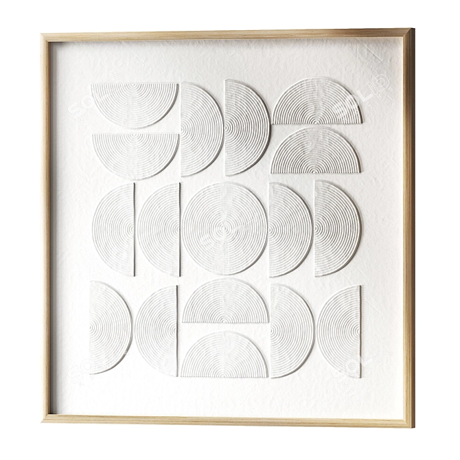 White Geometry Relief Art Print 3D model image 2