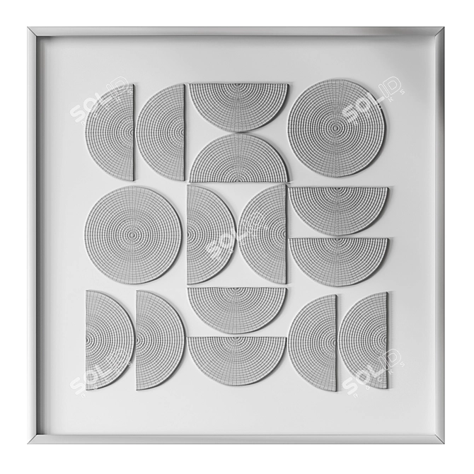 White Geometry Relief Art Print 3D model image 9