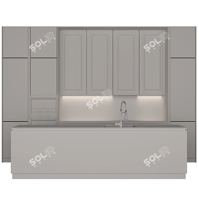 Modern Island Kitchen Render Ready 3D model image 6