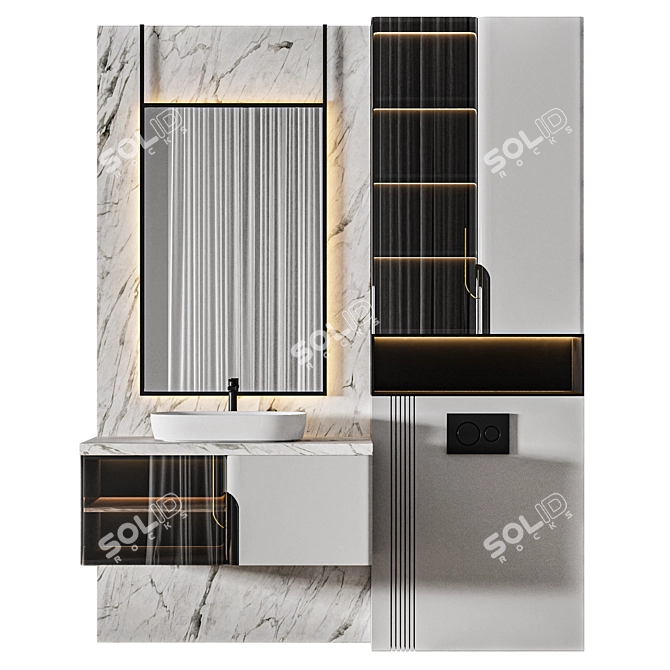 Luxury Bathroom 3D Model Set 3D model image 1