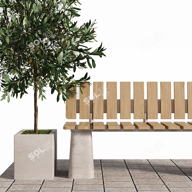 Urban Park Bench Set 3D model image 3