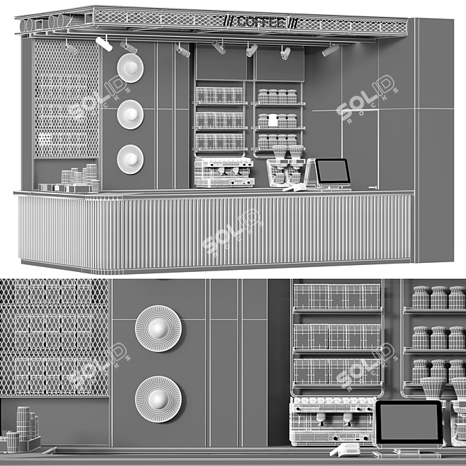 Modern Corner Cafe Stand 3D model image 3