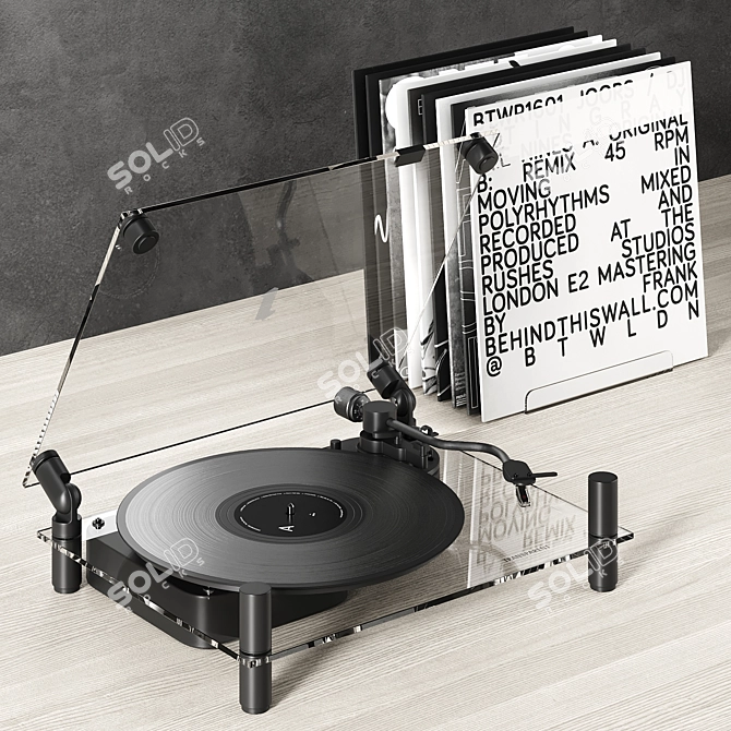 Clear Black Vinyl Turntable 3D model image 6