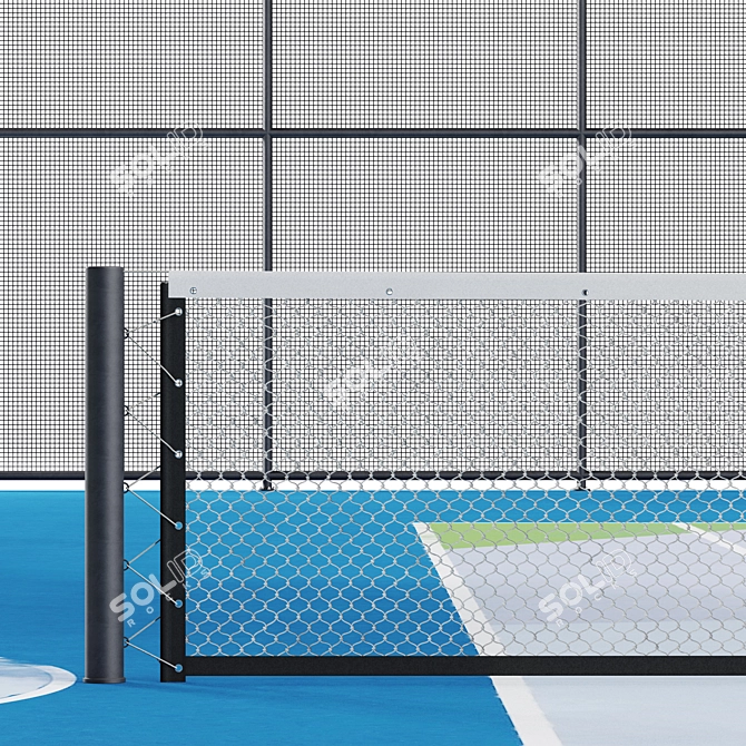 Street Tennis Court with Lighting 3D model image 4