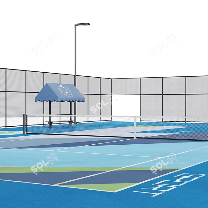 Street Tennis Court with Lighting 3D model image 5