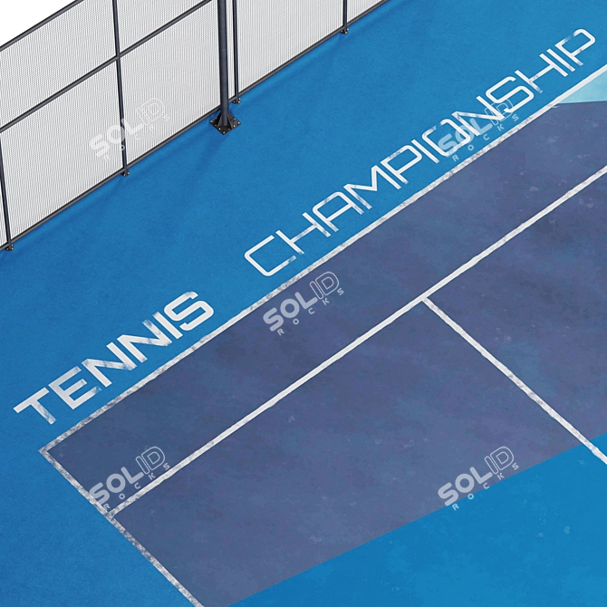 Street Tennis Court with Lighting 3D model image 6