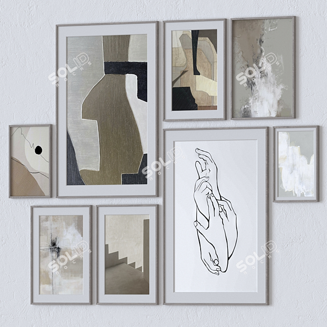 Modern Wall Art Set 3D 3D model image 3